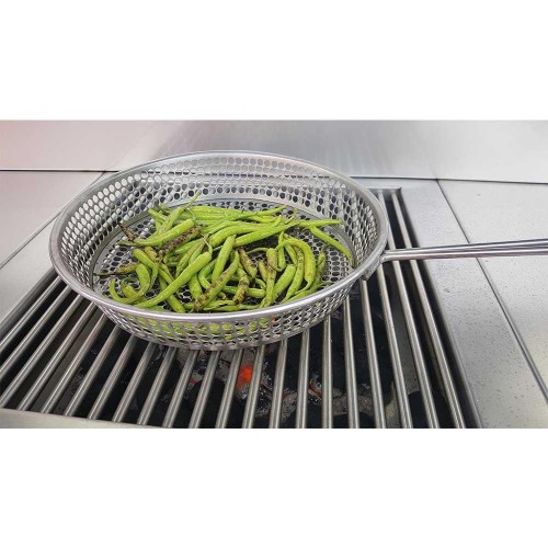 Perforated frying pan - Stainless steel - Charcoal barbecue